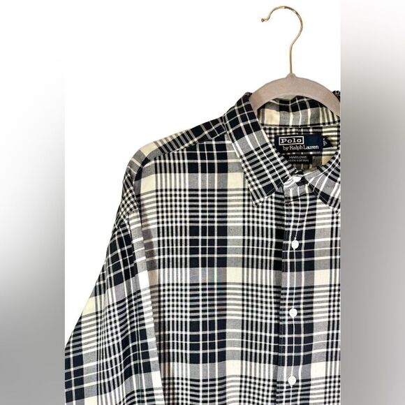 Polo By Ralph Lauren 100% Cotton Dress Gray Shirt Plaid Size XL - Picture 5 of 6